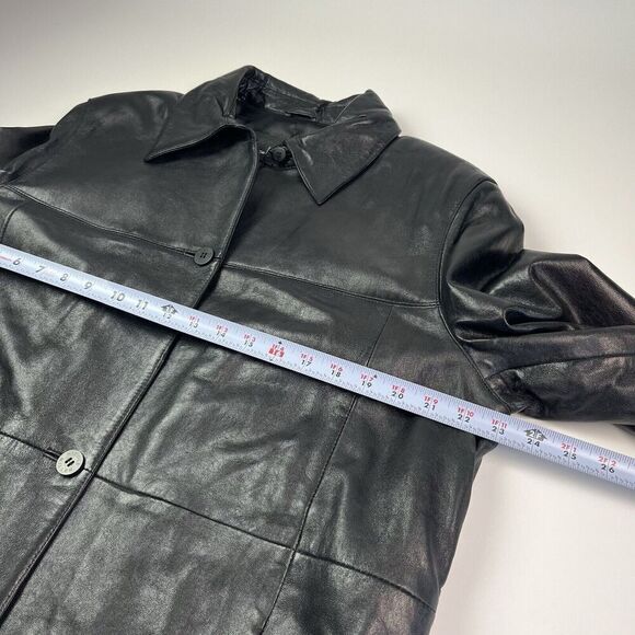 Vintage Nicole Miller Leather Long Line Jacket XL Black Grunge Mob Wife goth - Picture 6 of 13